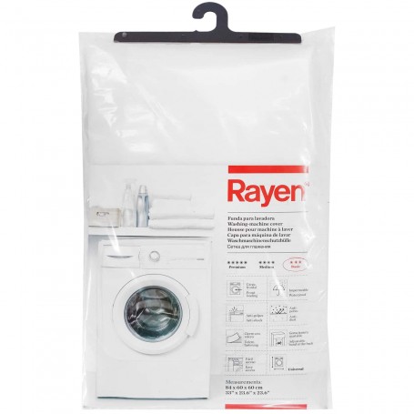 Funda Lavadoras Ajustable Rayen, es una funda para lavadoras de tamaño 84x60x60 cm. Funda plástico color blanco.