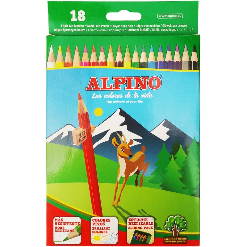 Lápices sin Madera Colores Alpino 18 colores