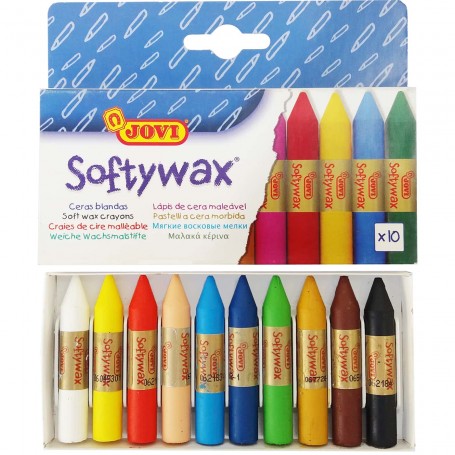 Ceras Blandas Uso Escolar Sorftywax Jovi 10 colores, ceras de 1 cm de Ø y 6 cm de largo, un clásico como material escolar
