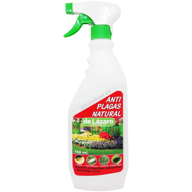Anti Plagas Natural de Lazaro para Plantas, Líquido insecticida en pistola formulado a base de ingredientes naturales.