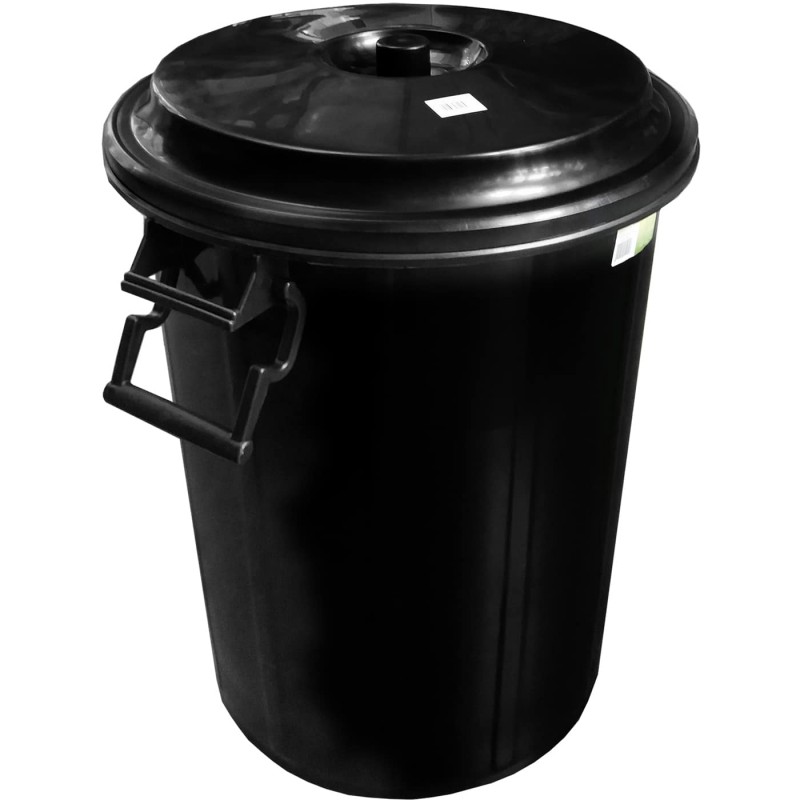 Cubo de Basura Negro con Tapa para Bolsas 85X105Cm 100 Litros