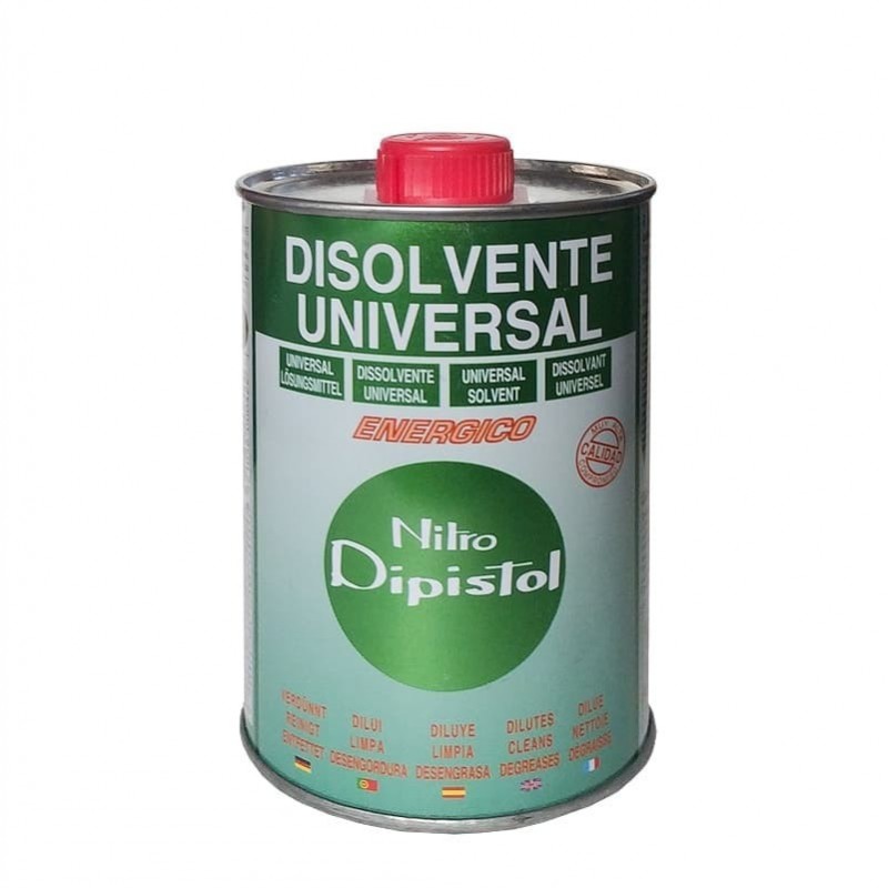 Nitro Dipistol, disolvente universal para pinturas, lacas, barnices, masillas, imprimaciones y nitrocelulosas.