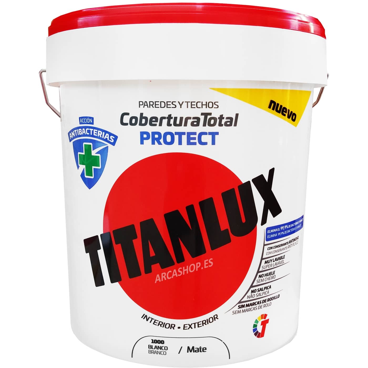 Titanlux Antibacterias Cobertura Total Protec Eco: Pintura blanca interior y exterior contra bacterias, moho, hongos y humedad