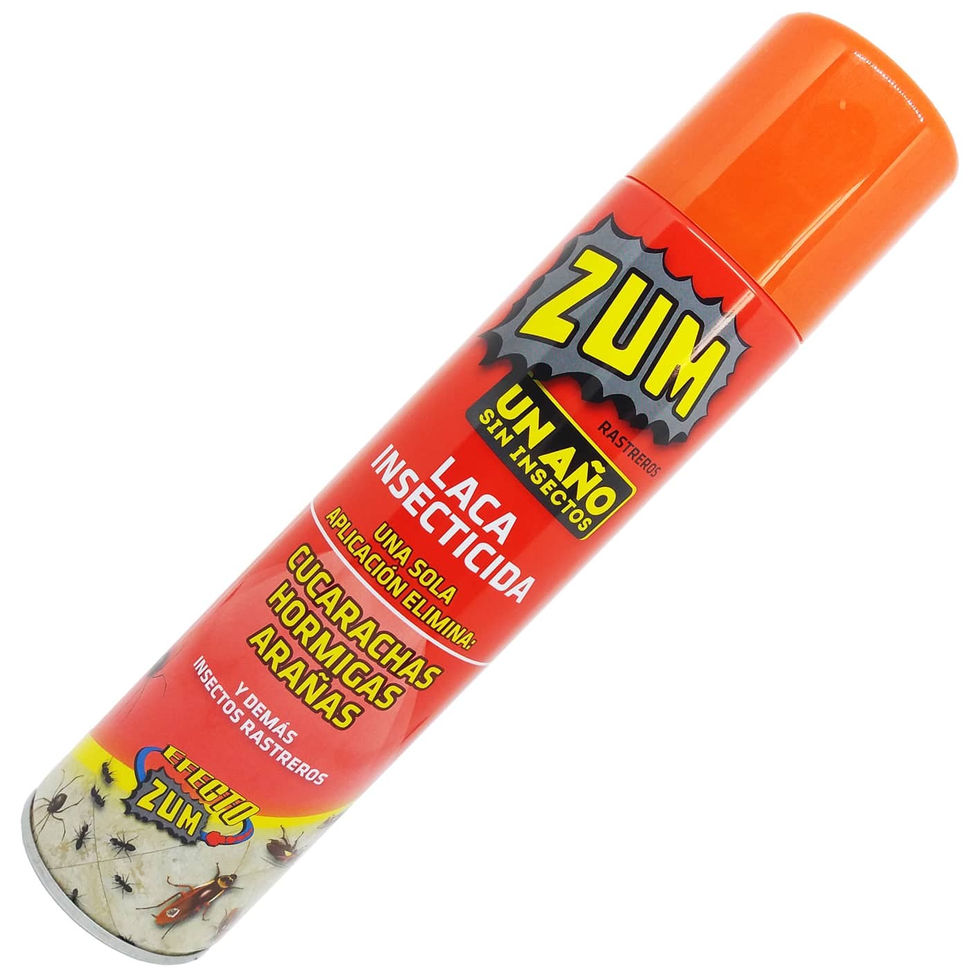 Laca spray Insecticida ZUM. Mata insectos rastreros como cucarachas, hormigas, arañas, chinches, etc. Efecto residual.