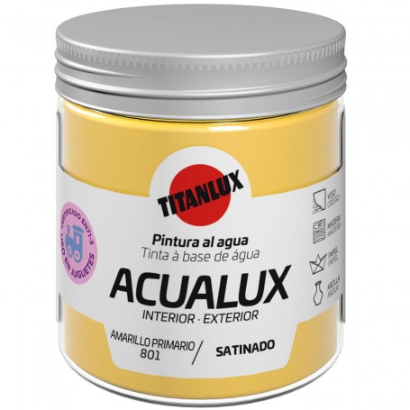 ACUALUX TITANLUX, Pintura manualidades Satinada, ACUALUX Satinado Titanlux Blanco, negro, rojo, amarillo, azul, verde y Colores.