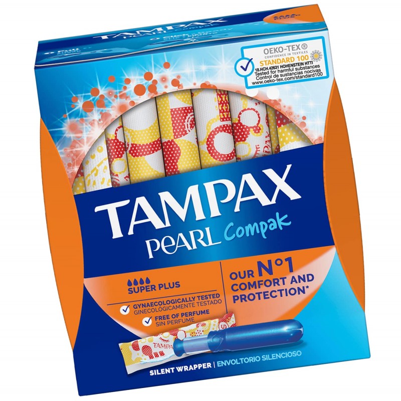 Reafirmar traición tranquilo Tampax Compak Pearl Super Plus, Tampones flujo menstrual abundante.