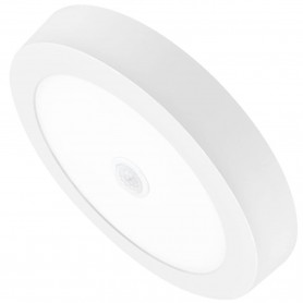 Downlight LED 18 W, Matel, Panel Superficie redondo, con sensor movimiento o presencia.