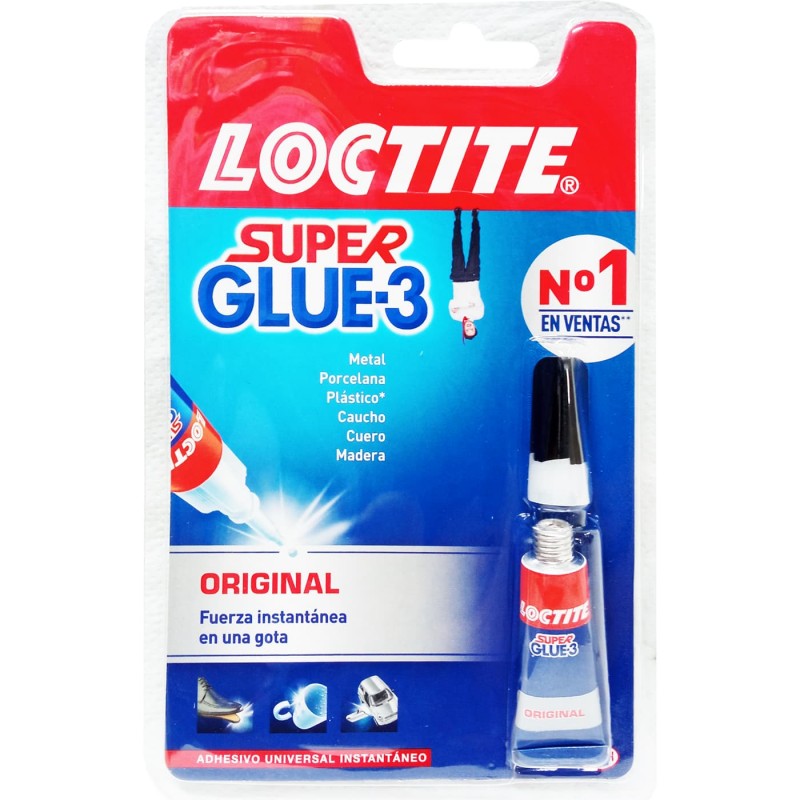 Loctite Super Glue 3, pegamento rápido Cianocrilato.