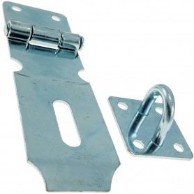 Portacandados Abatible zincada para puertas y cajas, Bisagra portacandados medidas 74 x 22 mm.