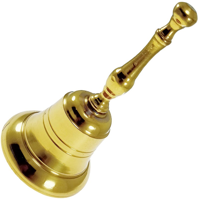 Campana de mano latonada (campanilla de mano metálica dorada)