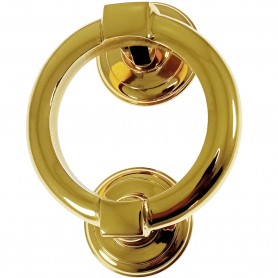 Llamador Puertas Aro latón brillo Ø 100 mm, marca 76057 el zorro.