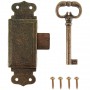 Cerradura con Llave Latón Cuero (95 x 30 mm), cerradura sobreponer muebles de madera, El Zorro 78052, mano izquierda o derecha.