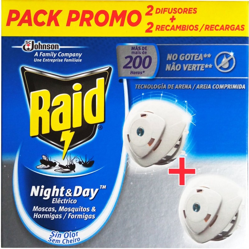 Recambio difusor eléctrico Night&Day RAID moscas, mosquitos y hormigas