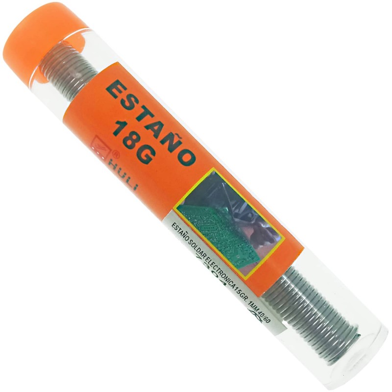 Estaño 1 mm 40/60 Soldar Electrónica 15 grs HULI 18G, estaño para soldadoras en electronica.