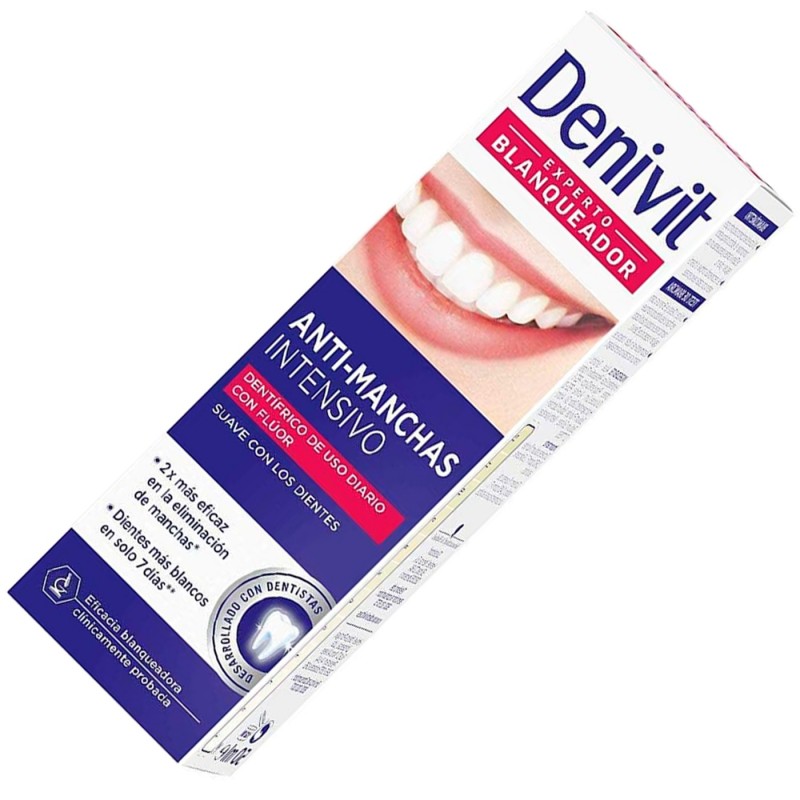 Dentrífico Denivit White Blanqueador Dientes Anticaries, pasta de dientes blanqueante Denivit.