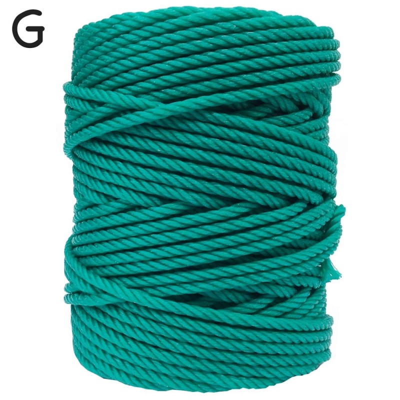 Cuerda Plástico Polietileno Verde o blanco, rollo 100 metros, grosor 5 mm.