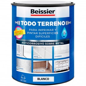 Beissier TODOTERRENO Blanco, Negro y Gris. Pintura Multiusos para todo tipo de superficies, imprimación, puente de adherencia.