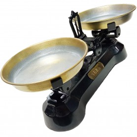 Balanza Antigua con dos platos y pesas, balanza para pesar alimentos y cualquier producto a granel.