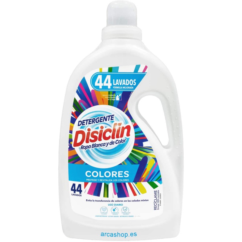 Disiclin Gel Detergente Lavadora Protección Color Ropa blanca y color, 44 lavados, coladas mixtas.