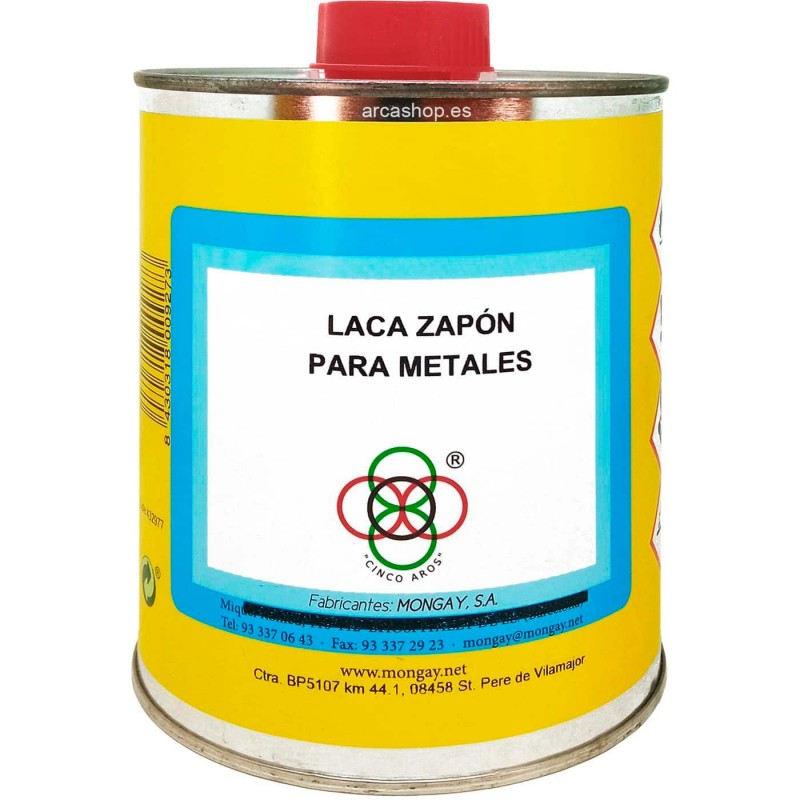 Laca Zapón, barniz laca para metales, Mongay, envase 750 ml.