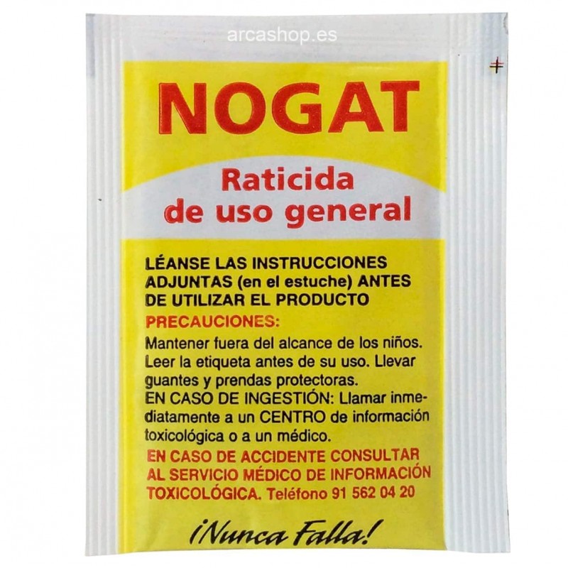 Raticida NOGAT Veneno para Ratas y ratones (Caja completa 15 sobres: 150 grs)
