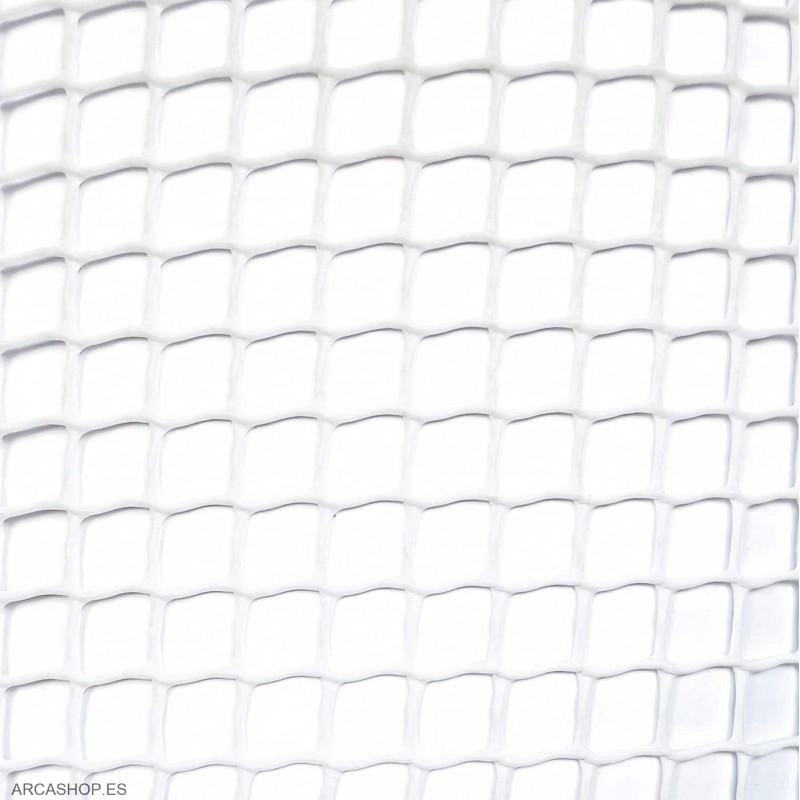 Malla Blanca de plástico retícula malla mediana 10 x 10 mm, rollo 25 metros.