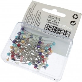 Alfiler Cabeza Perla de Color, caja 10 grs.