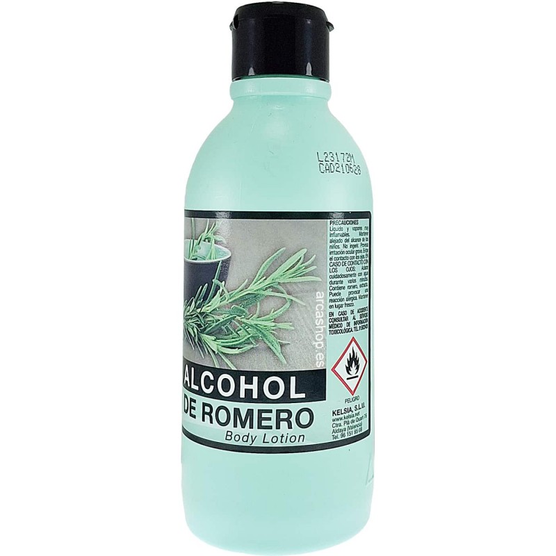 Alcohol de Romero para masajes, kelsia, 250 ml.