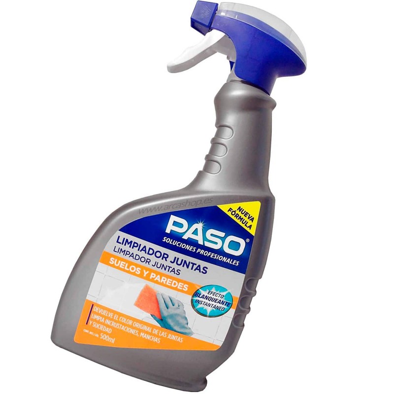 Limpiador Juntas en encimeras de cocinas y azulejos en baños, envase 500 ml Spray, marca Paso profesional.