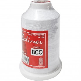 Cono Hilo 1000 metros para Máquina de Coser, color blanco, Sedimer 120, 100% Poliester.