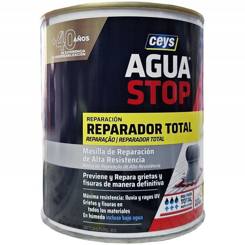Masilla impermeabilizante instantánea AguaStop de Ceys, para tapar filtraciones y goteras,1kg, color gris.