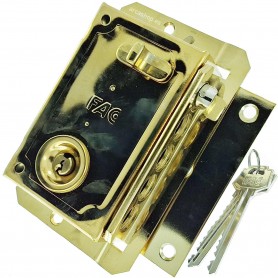 FAC S-90 Dorada Cerradura de sobreponer DERECHA Bombillo 70 mm con picaporte