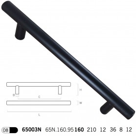 Tirador Asa 178 mm Negro Mate para Muebles y Puertas - Nesu 65002N