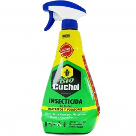 Bio Cuchol elimina chinches, cucarachas, garrapatas, hormigas, moscas, mosquitos, pez plata o pulgas entre otros insectos.