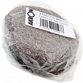 Lana de Acero Maquina Abrillantar Suelos, bolsa 3 discos de 12 cm de diámetro.