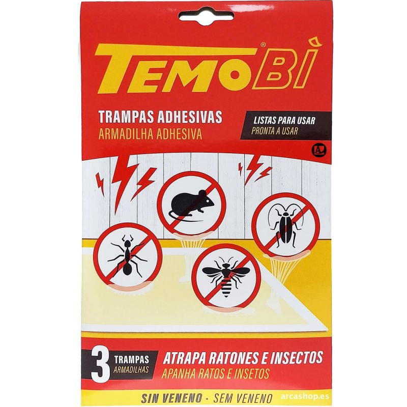 Trampas adhesivas para ratones e insectos (cucarachas, hormigas, moscas, avispas y mosquitos.