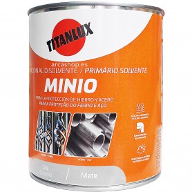 Minio Gris Imprimación para metales (hierro y acero), marca Titanlux, envase 750 ml y 4 litros.