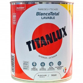 Titanlux Blanco Total, pintura mate 1 kg, pintura plástica de calidad y barata para interior y exterior.