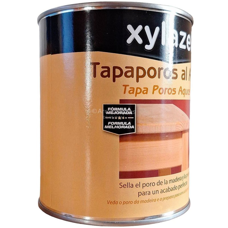 Tapaporos al agua para madera Xylazel con biocida.