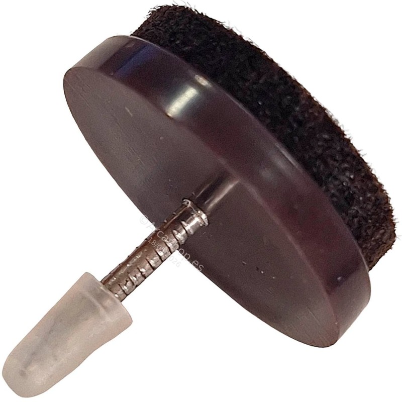 TOPE PATIN SILENCIOSO C/FIELTRO MARRÓN para sillas y mesas, diámetro 15 mm, 20 mm y 24 mm.