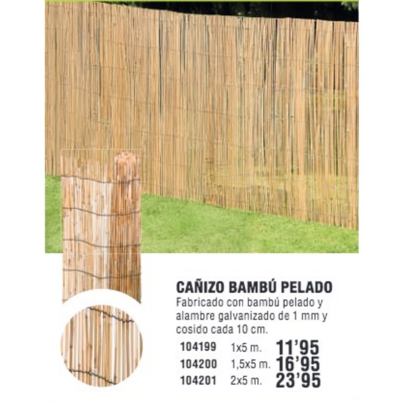 CAÑIZO BAMBÚ PELADO — Modelos: 2x5 m cañizo . Foto Mallas y Césped Artificial © Arcashop.es. 