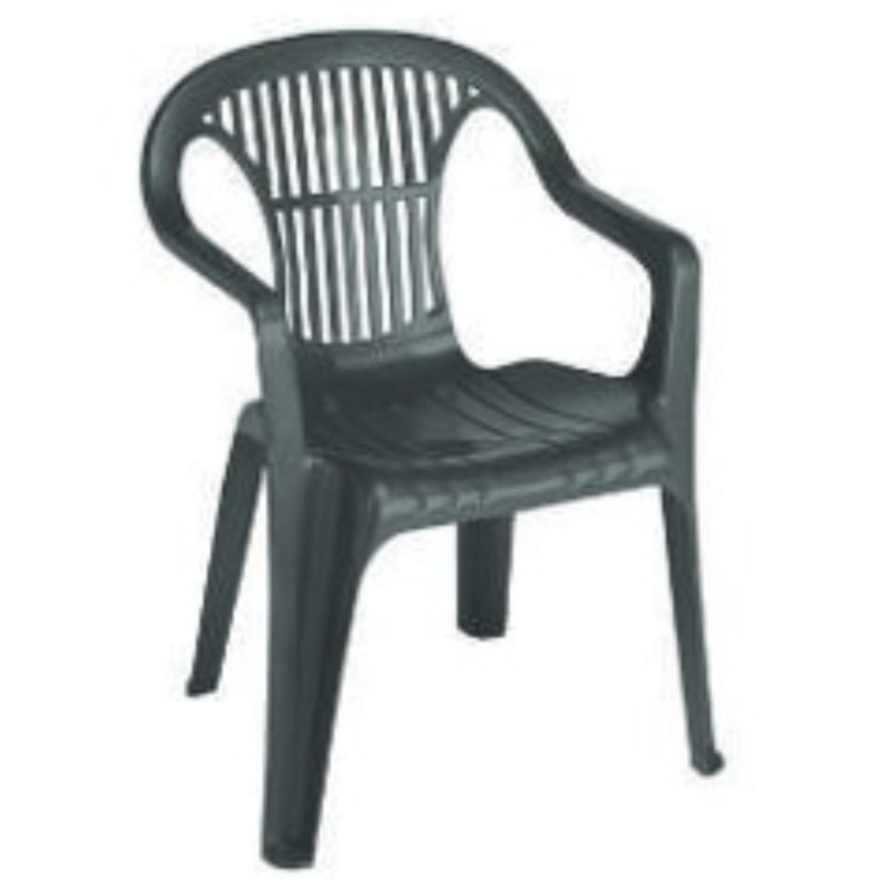  Silla y mesa monobloc apilable para patio y jardín — Modelos: Silla Antracita v1 . Foto Barbacoas y Mobiliario © Arcashop.es. 