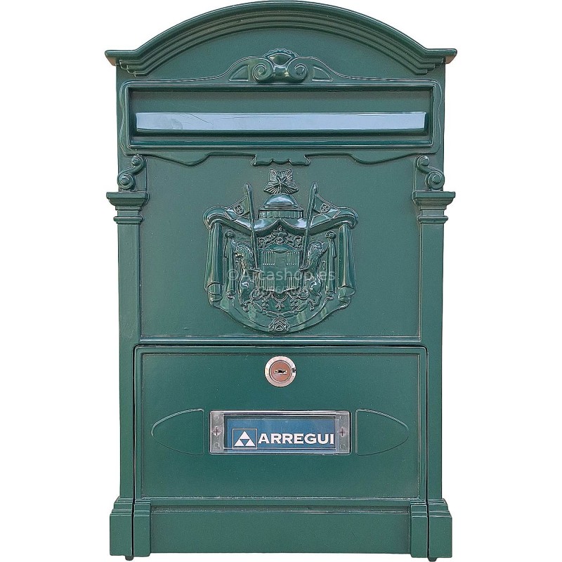  BUZON EXTERIOR MOD. RESIDENCIA ARREGUI 420 x 90 x 260 MM — Color buzon: VERDE ARREGUI . Foto Buzones y Cajas Fuertes © Arcashop.es. 