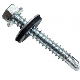 TORNILLO BROCA ROSCA CHAPA CABEZA HEXAGONAL CON GOMA DIN 7504K+P16