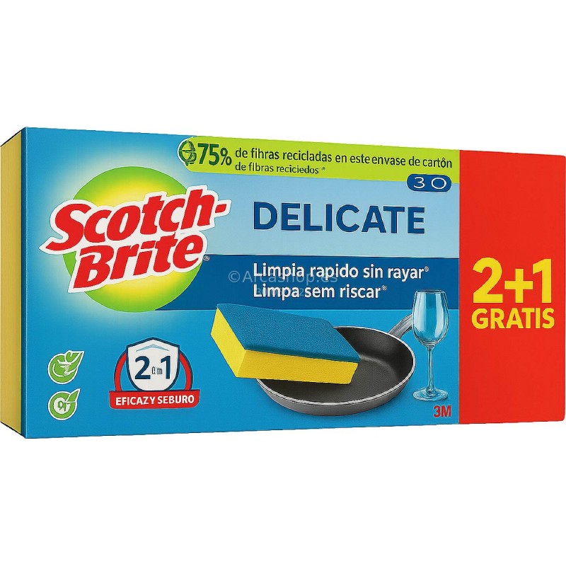 SCOTCH BRITE ESPONJA NO RAYA DELICATE 2+1