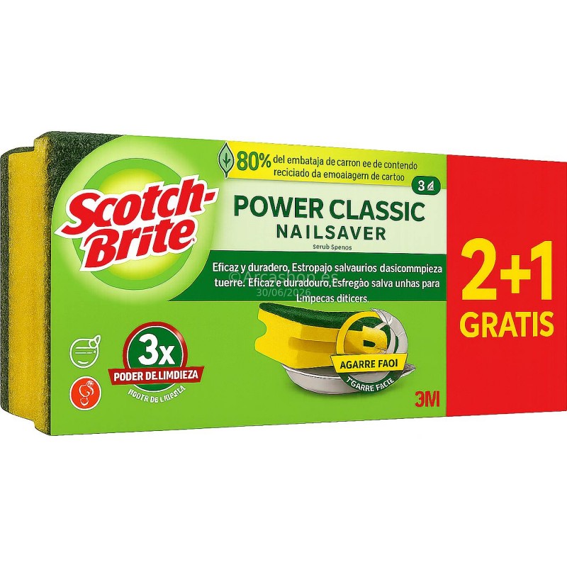 ESTROPAJO SCOTCH BRITE SALVAUÑAS 3X2