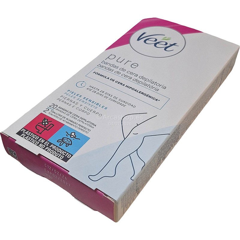 BANDAS CERA DEPILATORIA PURE VEET SENSIBLE 20 UNDS.