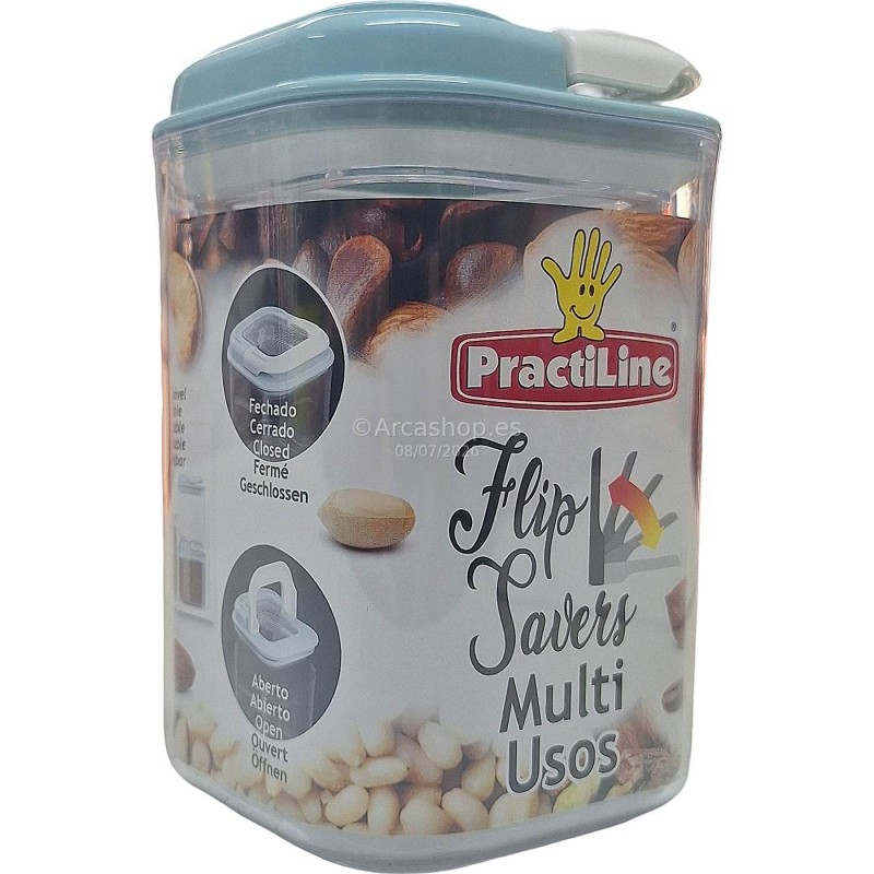 RECIPIENTE HERMETICO PARA LEGUMBRES Y FRUTOS SECOS FLIPSAVER 800 ML. PRACTILINE