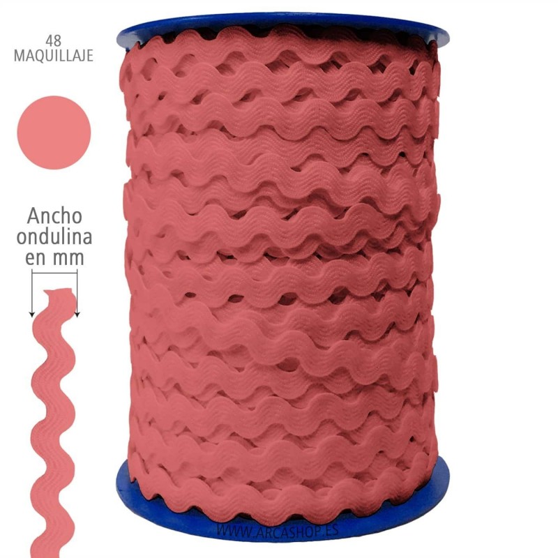  Ondulina Piquillo 19 mm Decoración textil — Ancho: 20 mm - 40 mts. – Ondulina Piquillo: Maquillaje nº48 . Foto Mercería © Arcashop.es. 