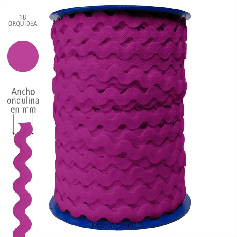  Ondulina Piquillo 8 mm Complementos Infantiles. — Ancho: 8 mm - 70 mts. – Ondulina Piquillo: Orquidea nº18 . Foto Mercería © Arcashop.es. 